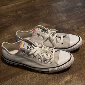 Converse Women’s Silver Sneakers with Rainbow Detail